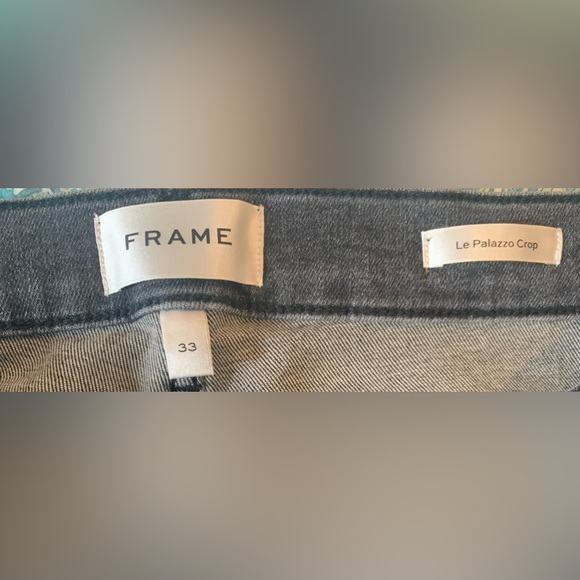 FRAME Le Palazzo Crop size 33 dark denim Wide Leg Flare Jeans size 16 grey wash - Picture 6 of 7